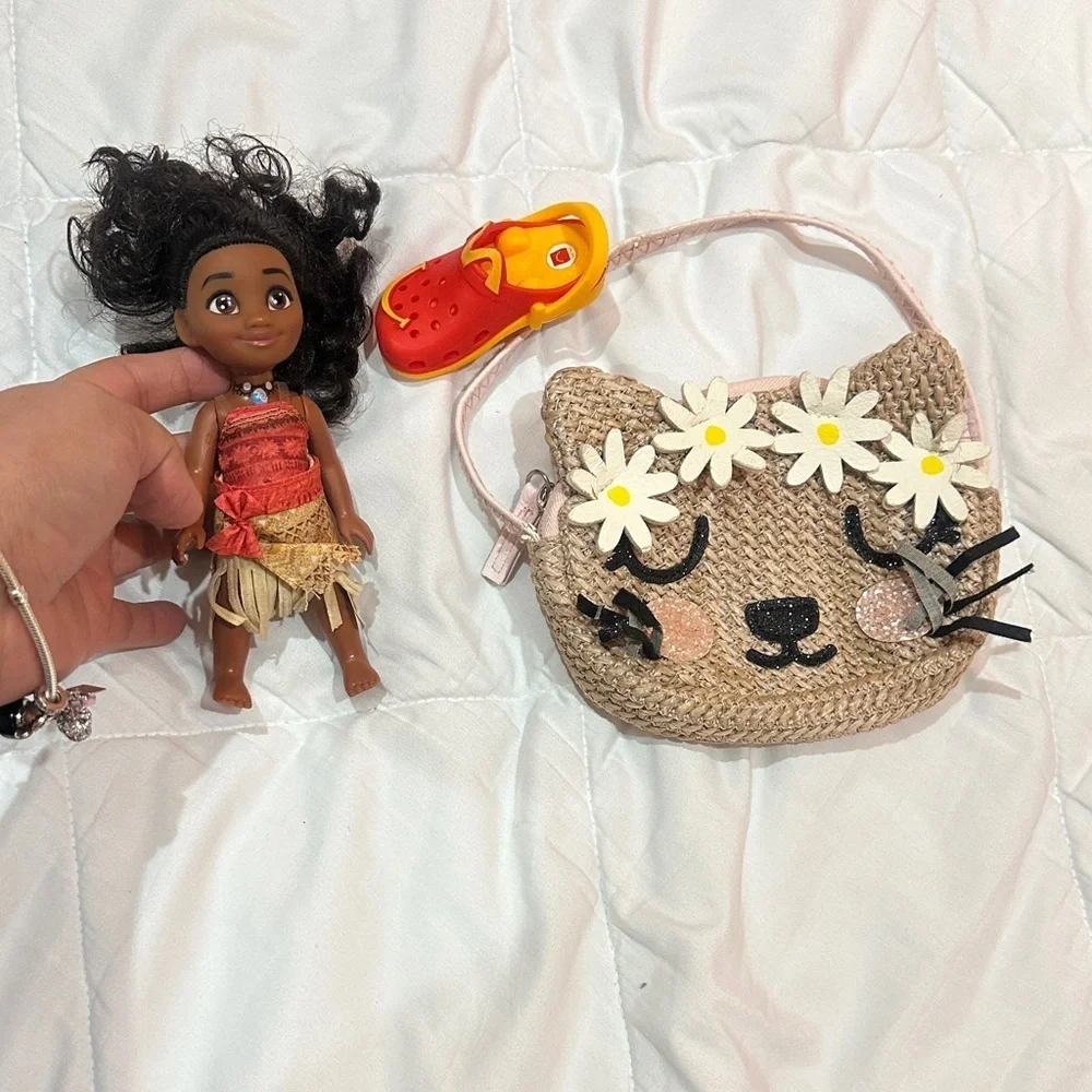 Kids Doll and Cat Purse Set - Brown and Pink